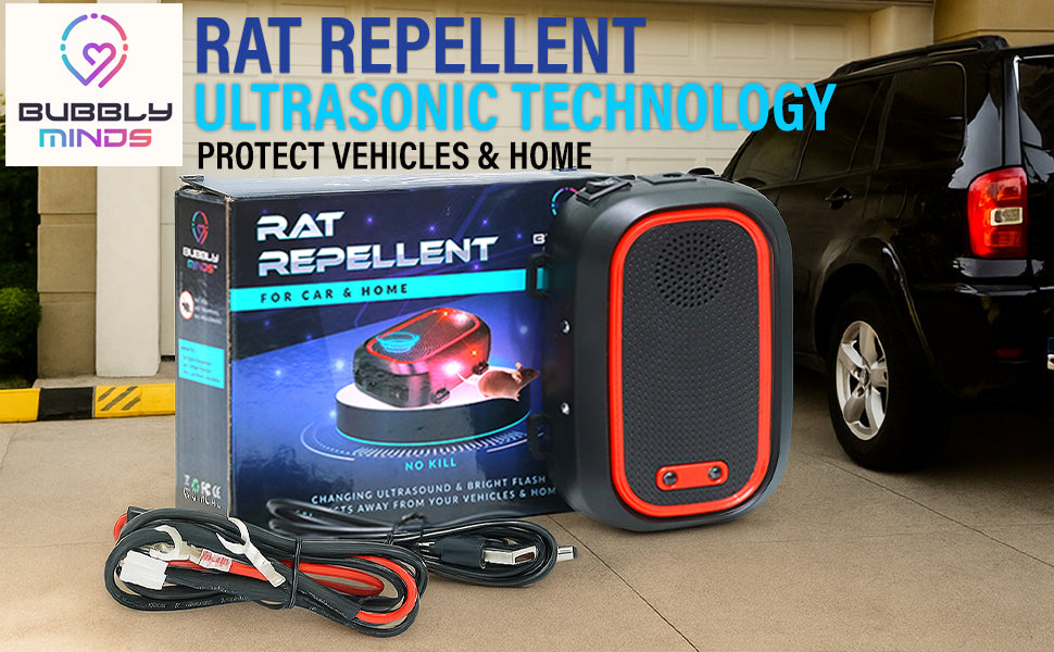 BubblyMinds Ultrasonic Car Rat Repeller — 5th Gen | Plug & Play | Protects Engine from Rat Damage