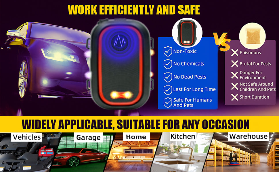 BubblyMinds Ultrasonic Car Rat Repeller — 5th Gen | Plug & Play | Protects Engine from Rat Damage